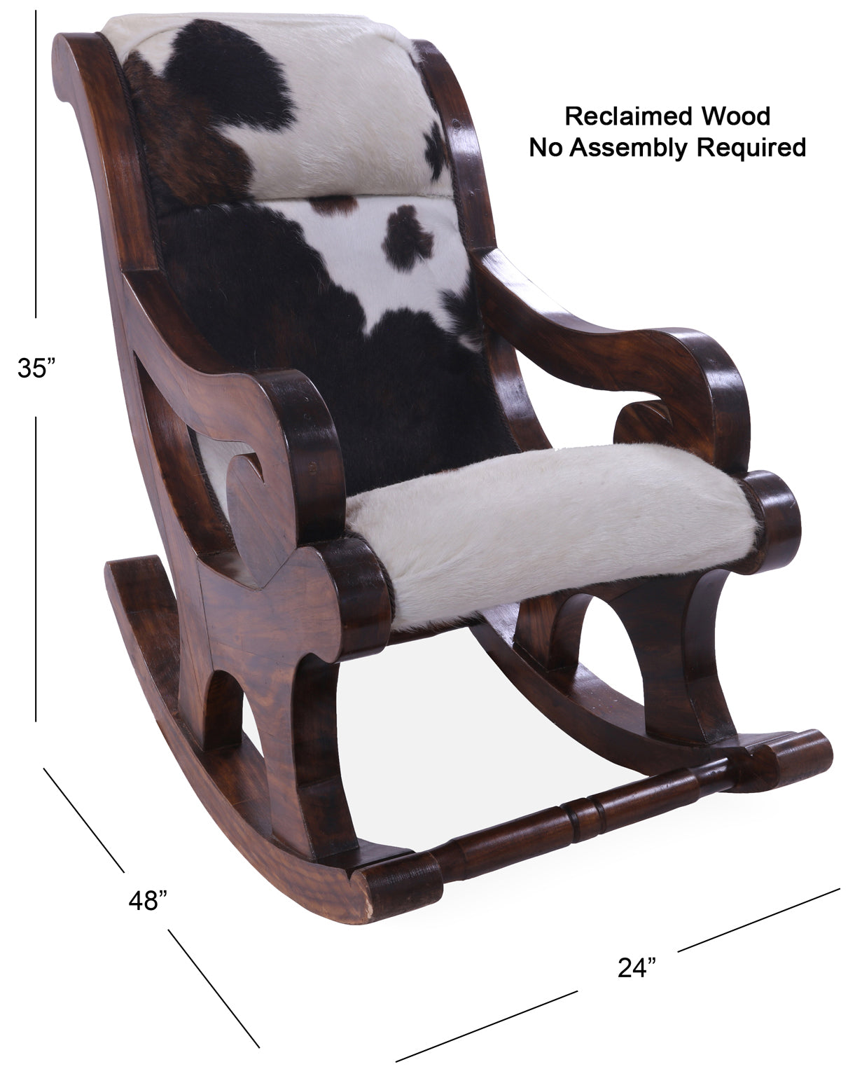 Hair-On Cowhide Wooden Handcrafted Rocking Chair