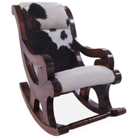 Thumbnail for Hair-On Cowhide Wooden Handcrafted Rocking Chair