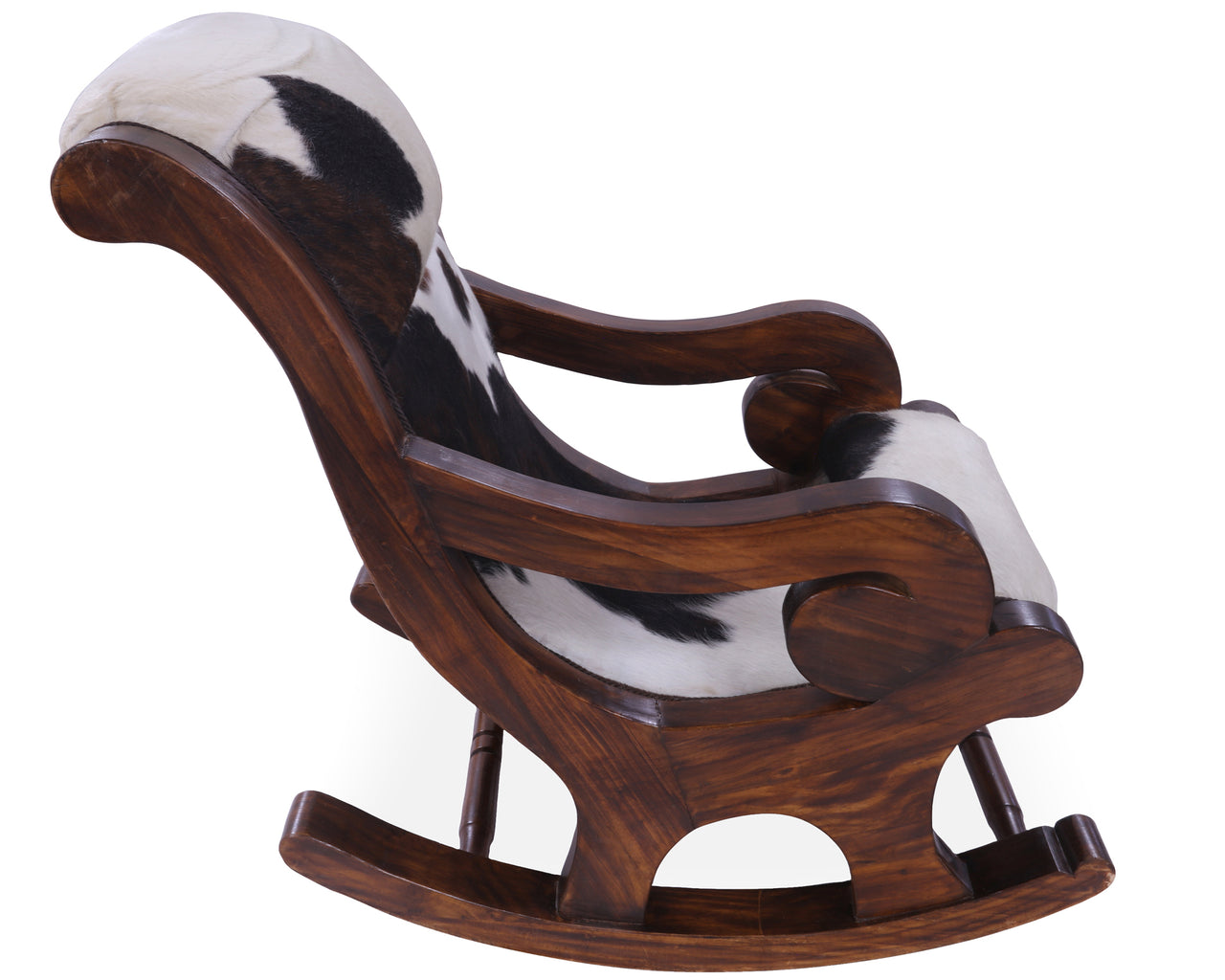 Hair-On Cowhide Wooden Handcrafted Rocking Chair