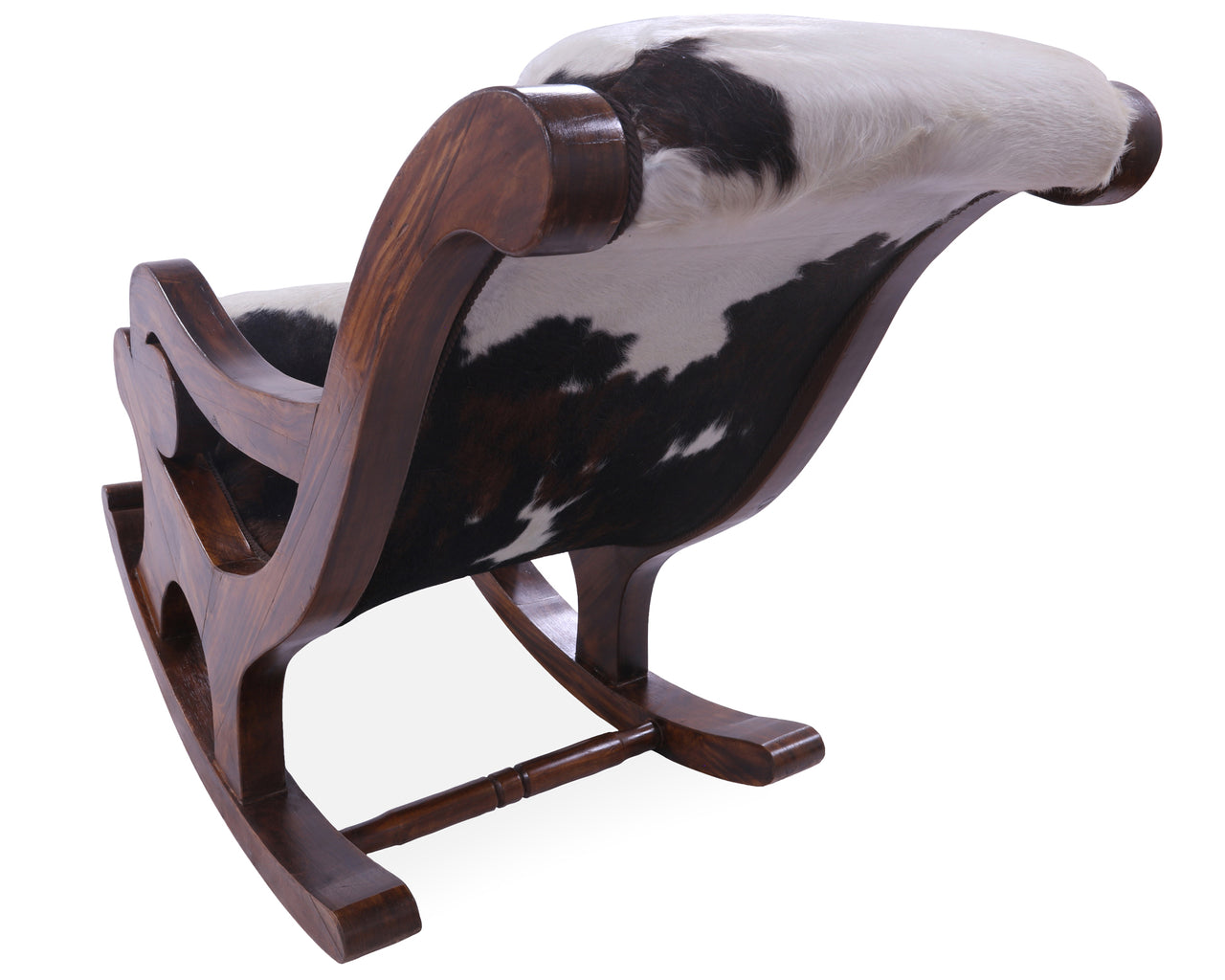 Hair-On Cowhide Wooden Handcrafted Rocking Chair