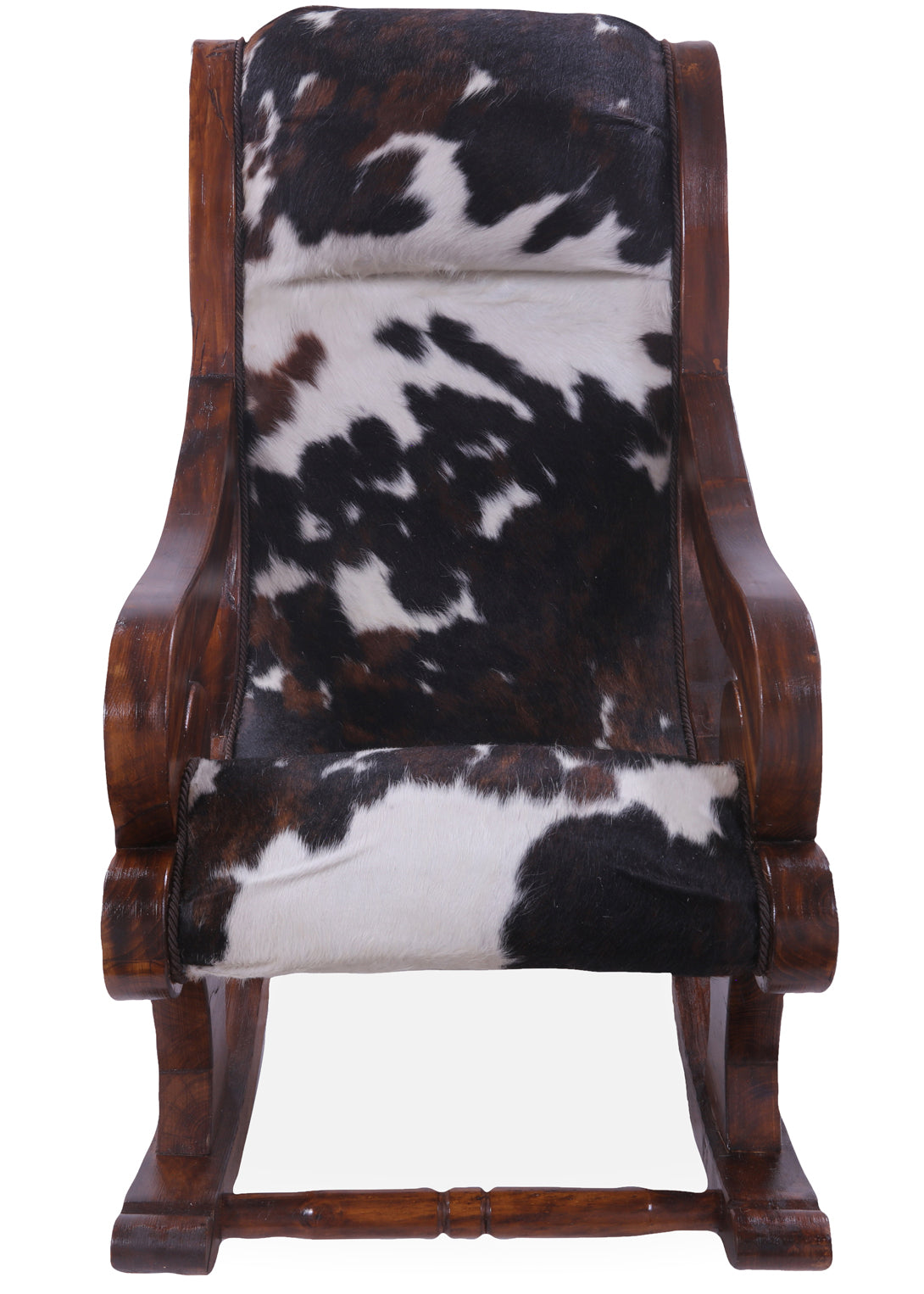 Hair-On Cowhide Wooden Handcrafted Rocking Chair