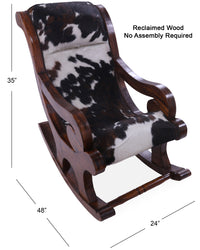 Thumbnail for Hair-On Cowhide Wooden Handcrafted Rocking Chair