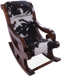 Thumbnail for Hair-On Cowhide Wooden Handcrafted Rocking Chair