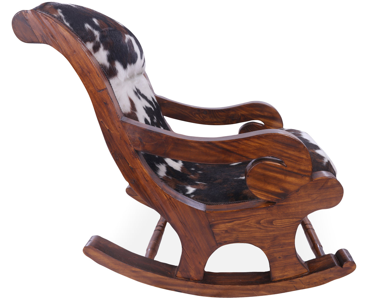 Hair-On Cowhide Wooden Handcrafted Rocking Chair