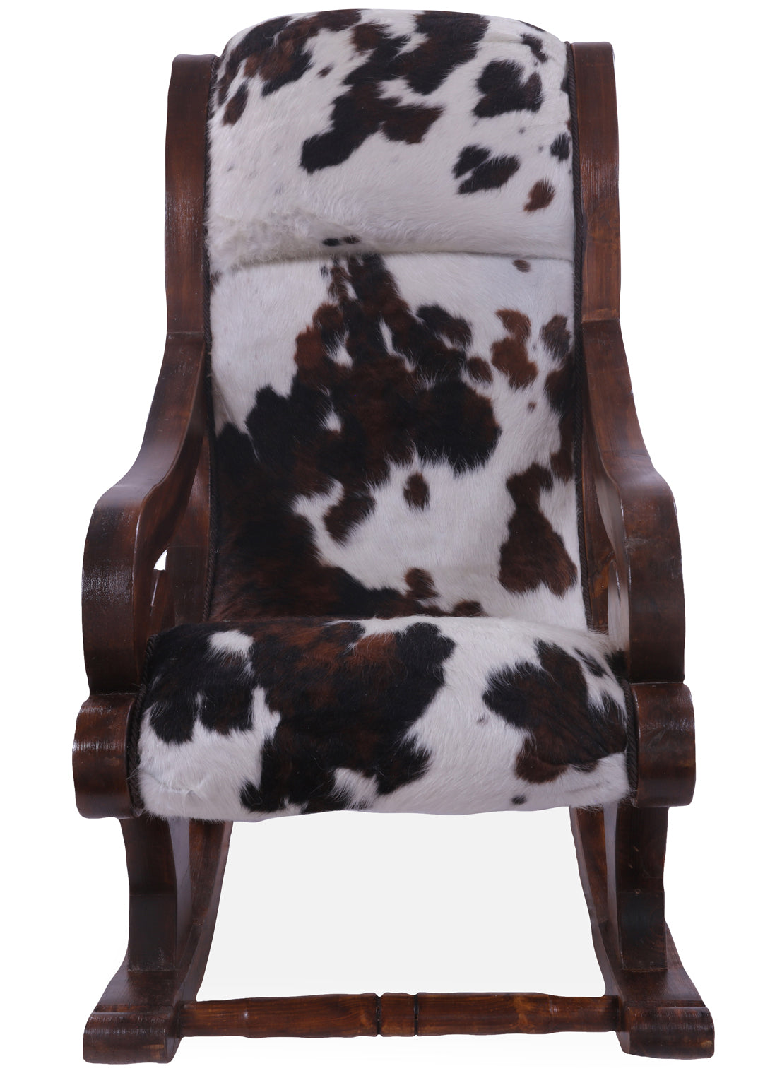 Hair-On Cowhide Wooden Handcrafted Rocking Chair