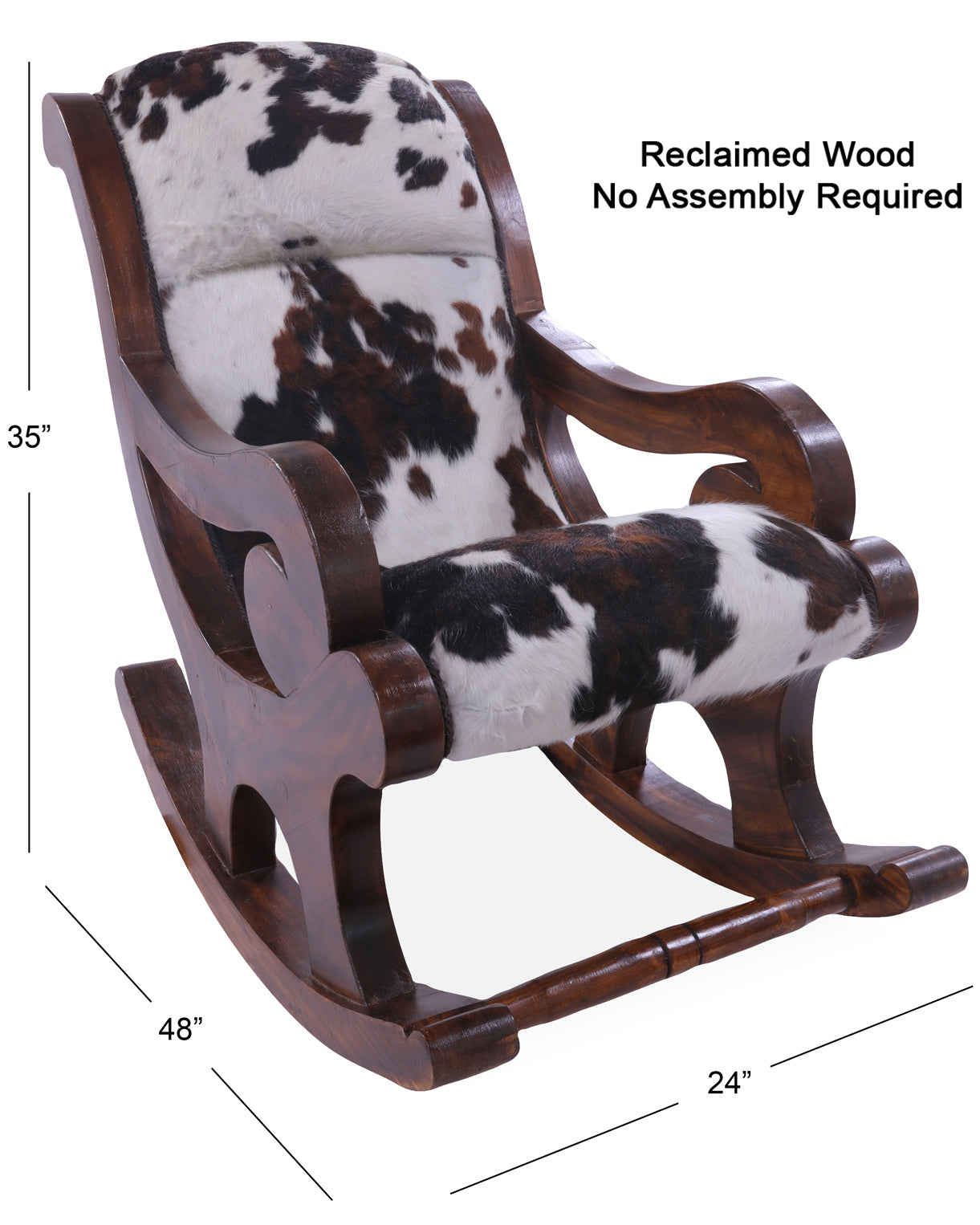 Hair-On Cowhide Wooden Handcrafted Rocking Chair