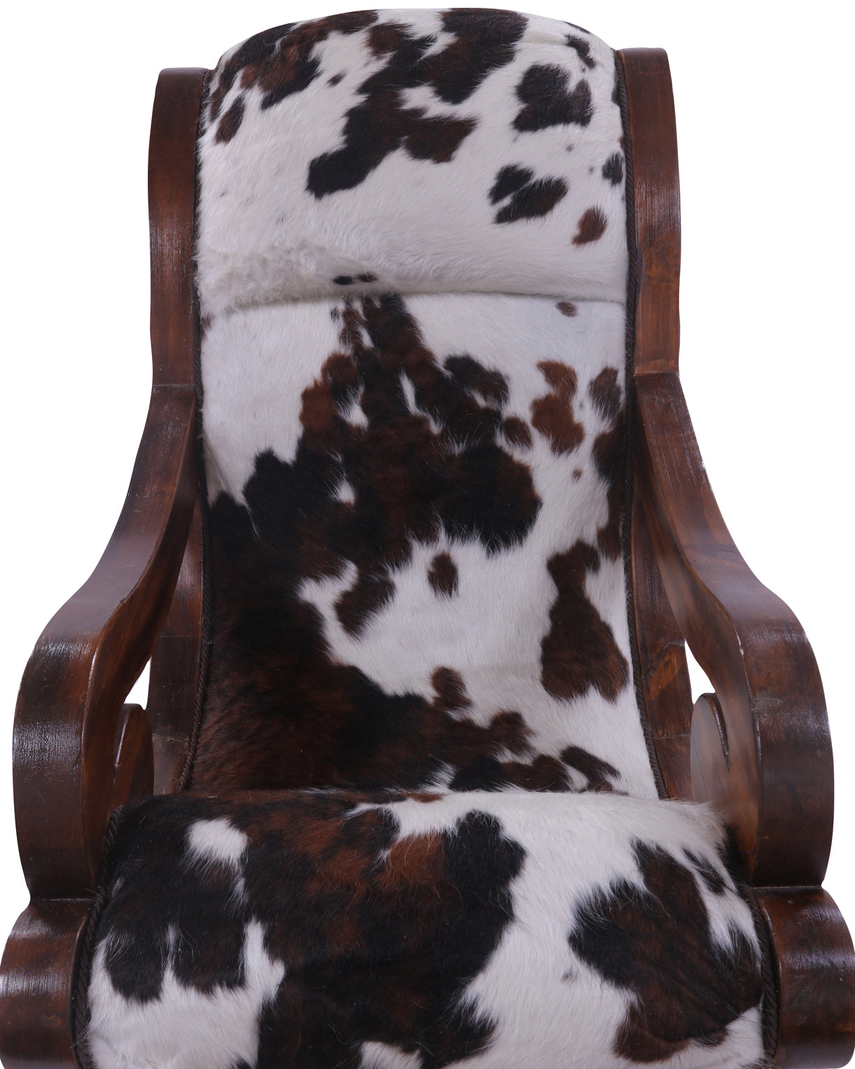 Hair-On Cowhide Wooden Handcrafted Rocking Chair