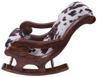 Thumbnail for Hair-On Cowhide Wooden Handcrafted Rocking Chair