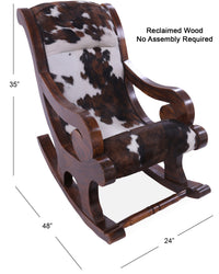 Thumbnail for Hair-On Cowhide Wooden Handcrafted Rocking Chair