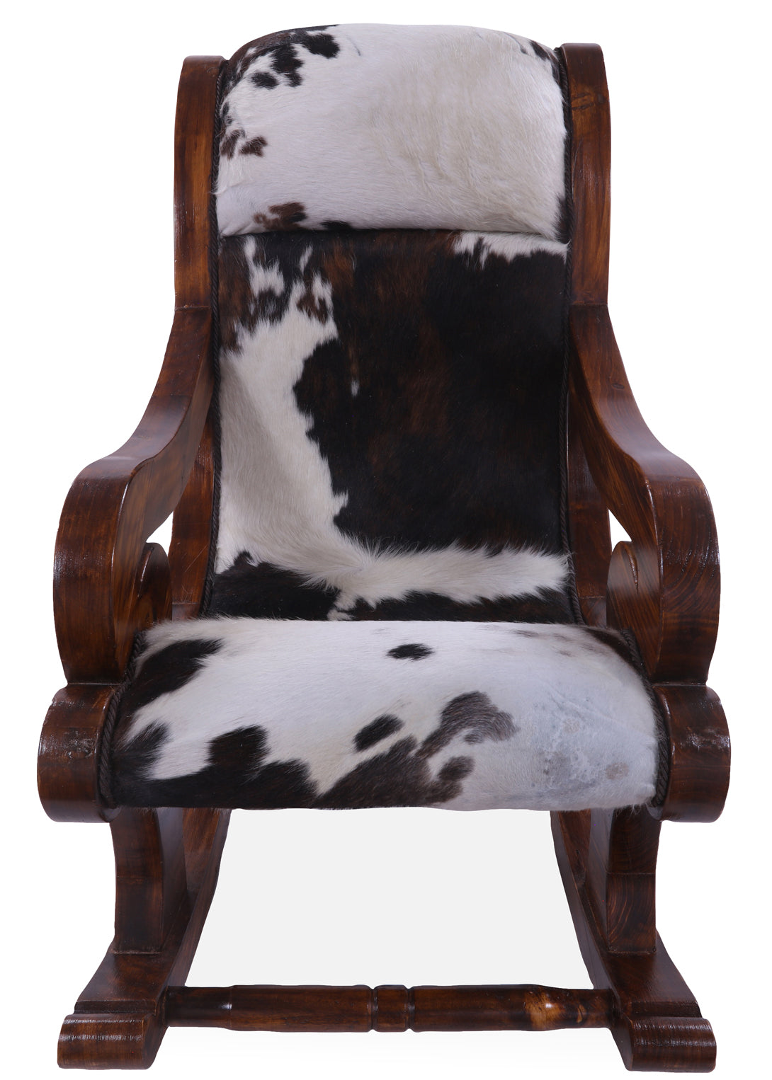 Hair-On Cowhide Wooden Handcrafted Rocking Chair