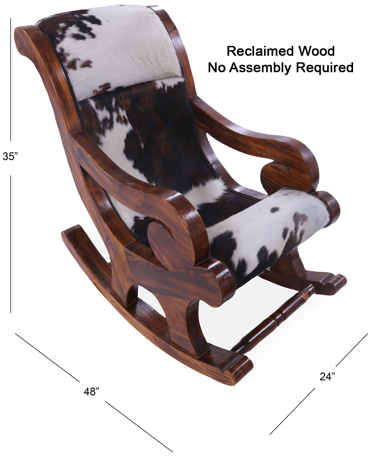 Hair-On Cowhide Wooden Handcrafted Rocking Chair