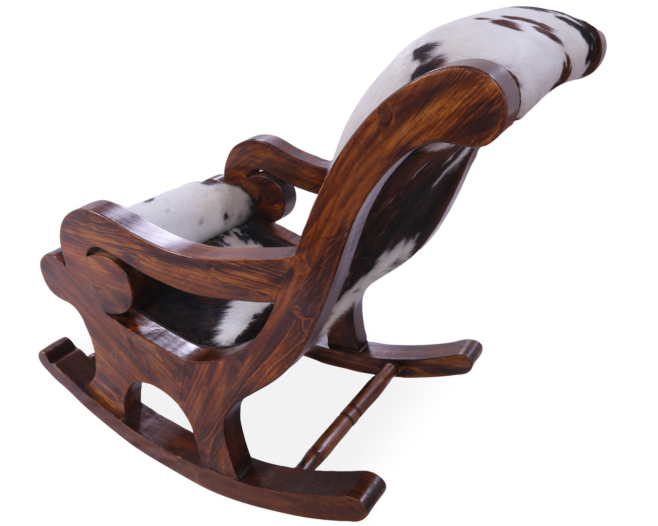 Hair-On Cowhide Wooden Handcrafted Rocking Chair