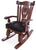 Wooden Rocking Chair Handcarved Back Sunflower Removable Hair-On Cowhide Pillow