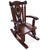 Wooden Rocking Chair Handcarved Back Sunflower Removable Hair-On Cowhide Pillow