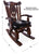 Wooden Rocking Chair Handcarved Back Sunflower Removable Hair-On Cowhide Pillow