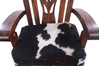 Thumbnail for Wooden Rocking Chair Handcarved Back Sunflower Removable Hair-On Cowhide Pillow