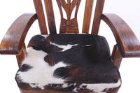 Thumbnail for Wooden Rocking Chair Handcarved Back Sunflower Removable Hair-On Cowhide Pillow