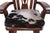 Wooden Rocking Chair Handcarved Back Sunflower Removable Hair-On Cowhide Pillow