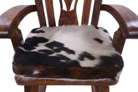 Thumbnail for Wooden Rocking Chair Handcarved Back Sunflower Removable Hair-On Cowhide Pillow