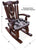 Wooden Rocking Chair Handcarved Back Sunflower Removable Hair-On Cowhide Pillow