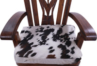 Thumbnail for Wooden Rocking Chair Handcarved Back Sunflower Removable Hair-On Cowhide Pillow