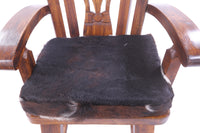 Thumbnail for Wooden Rocking Chair Handcarved Back Sunflower Removable Hair-On Cowhide Pillow