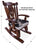 Wooden Rocking Chair Handcarved Back Sunflower Removable Hair-On Cowhide Pillow