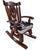 Wooden Rocking Chair Handcarved Back Sunflower Removable Hair-On Cowhide Pillow