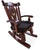 Wooden Rocking Chair Handcarved Back Sunflower Removable Hair-On Cowhide Pillow