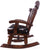 Wooden Rocking Chair Handcarved Back Sunflower Removable Hair-On Cowhide Pillow