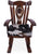 Wooden Rocking Chair Handcarved Back Sunflower Removable Hair-On Cowhide Pillow