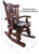 Wooden Rocking Chair Handcarved Back Sunflower Removable Hair-On Cowhide Pillow