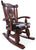 Wooden Rocking Chair Handcarved Back Sunflower Removable Hair-On Cowhide Pillow