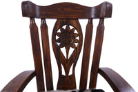 Thumbnail for Wooden Rocking Chair Handcarved Back Sunflower Removable Hair-On Cowhide Pillow