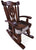 Wooden Rocking Chair Handcarved Back Sunflower Removable Hair-On Cowhide Pillow