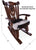 Wooden Rocking Chair Handcarved Back Sunflower Removable Hair-On Cowhide Pillow