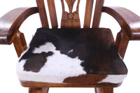 Thumbnail for Wooden Rocking Chair Handcarved Back Sunflower Removable Hair-On Cowhide Pillow