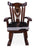 Wooden Rocking Chair Handcarved Back Sunflower Removable Hair-On Cowhide Pillow