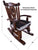 Wooden Rocking Chair Handcarved Back Sunflower Removable Hair-On Cowhide Pillow