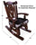 Wooden Rocking Chair Handcarved Back Sunflower Removable Hair-On Cowhide Pillow