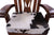 Wooden Rocking Chair Handcarved Back Sunflower Removable Hair-On Cowhide Pillow