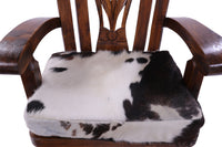 Thumbnail for Wooden Rocking Chair Handcarved Back Sunflower Removable Hair-On Cowhide Pillow