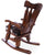 Wooden Rocking Chair Handcarved Back Sunflower Removable Hair-On Cowhide Pillow