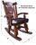 Wooden Rocking Chair Handcarved Back Sunflower Removable Hair-On Cowhide Pillow