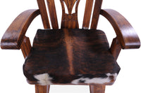 Thumbnail for Wooden Rocking Chair Handcarved Back Sunflower Removable Hair-On Cowhide Pillow