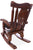 Wooden Rocking Chair Handcarved Back Sunflower Removable Hair-On Cowhide Pillow