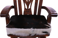 Thumbnail for Wooden Rocking Chair Handcarved Back Sunflower Removable Hair-On Cowhide Pillow