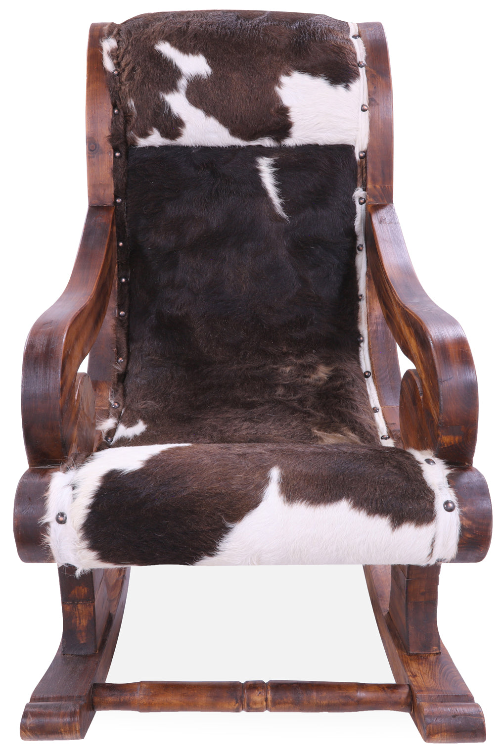 Hair-On Cowhide Wooden Handcrafted Rocking Chair