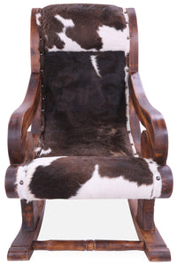 Thumbnail for Hair-On Cowhide Wooden Handcrafted Rocking Chair