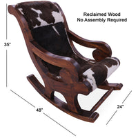 Thumbnail for Hair-On Cowhide Wooden Handcrafted Rocking Chair